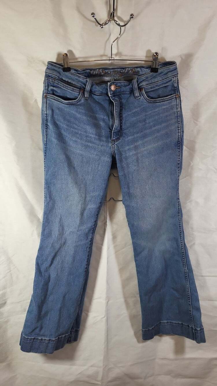 Wrangler High Rise Trouser Wide Leg Blue Denim Jeans 30x30